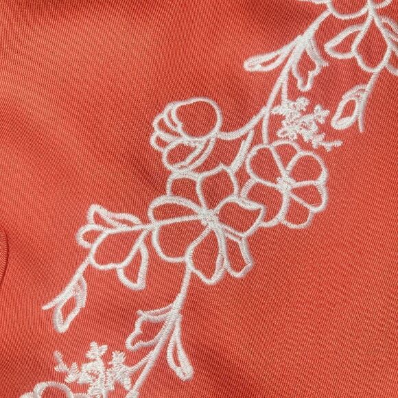 NWT Lulus Fabiola Coral Orange Embroidered Halter Shift Dress S - Picture 7 of 14